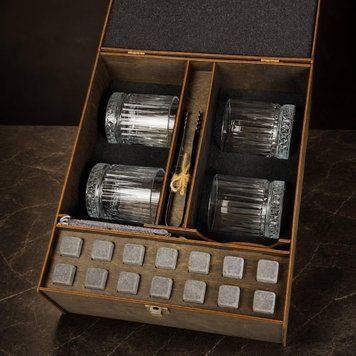 Подарунковий набір каменів для віскі на 4 склянки Diamond GL G15 фото