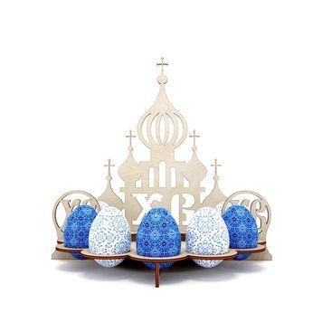 Дерев'яна Великодня підставка Храм 280x230x350мм 3272 фото