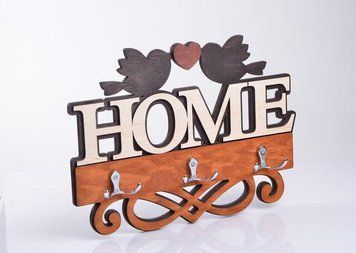 Ключниця HOME з пташками і серцем 30х17см, 6 гачків 684 фото